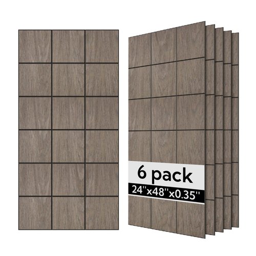 Olanglab Wood Veneer Wall Panels 6 Pack, 24‘’X48‘’ Sound Absorbing Panels for Noise Reduction, Checkered