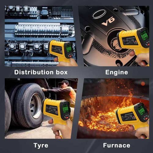 Surpeer Infrared Thermometer High Temperature Gun -58℉~2732℉, 50:1 Distance Ratio, Digital Laser IR Temp Gun for Cooking, Pizza Oven, Engine, Kilns, Forges, Industry, and Home Repair.