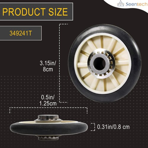 Seentech 4392065 Dryer Repair Kit With 349241T Drum Roller Kit, 691366 Idler Pulley 341241 Belt by Seentech - Exact fit for Whirlpool & Kenmore Dryers - Replaces AP3131942 AP3098345 AP6010582 WP691366