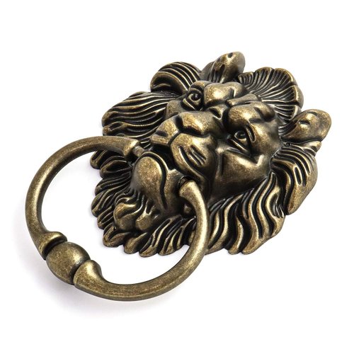 QWORK Antique Lion Head Bronze Door Knocker - Classic Vintage Design