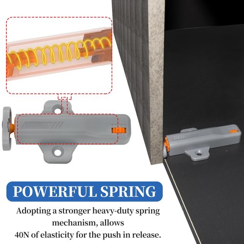 2 Pack Push to Open Cabinet Hardware, Push Latch for Hidden Door Push Release Drawer Pull Touch Lock Tip On RV Closet Close Strong Pop Out