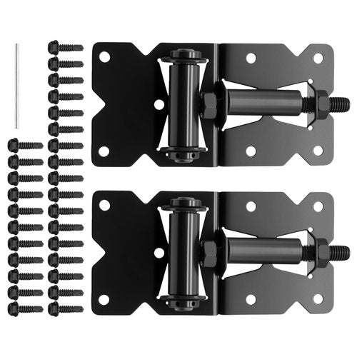 KABMOZ Gate Hinges,Durable Carbon Steel Material,Suitable Apply Wooden/Vinyl/PVC Fences,Garage Self Closing Door Heavy Duty Fence Hardware Partne,with Lnstallation Screws,Black,2*Hinge (Carbon Steel)