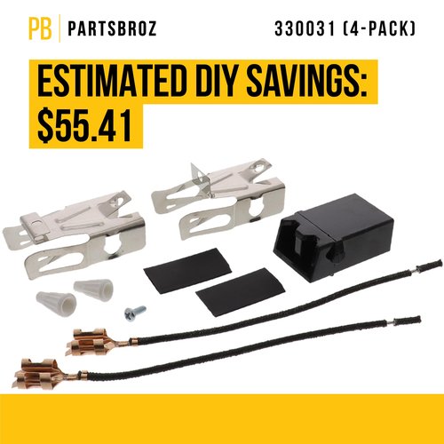 PartsBroz 330031 Surface Burner Plug-in Block Kit (4-Pack) - Compatible With Whirlpool Amana Roper Kenmore Cooktop Range - Replaces AP3075808 PS340571 WB17X210 4335480 5303935058 W10841094 99989649