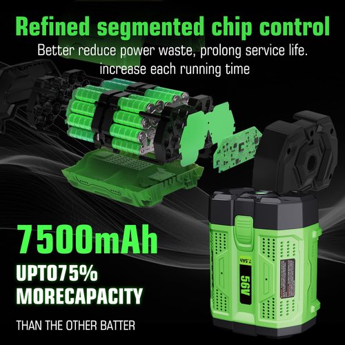56V 7.5Ah Replacement Battery Compatible with EGO 56V Battery Compatible with EGO 56 Volt 7500mAh BA2800 BA4200 CS1604 CS1804 CS1403 HT2400 LB6504 LB5804 LB6500 LB4800 Power Tool (7500mAh)