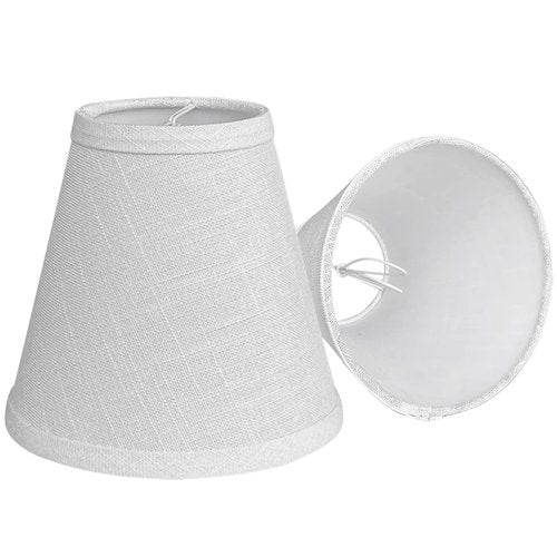 Double Mini Small White Barrel Lamp Shades Clip On Bulb, TOOTOO STAR Barrel Fabric Lampshade for Table Chandeliers Wall Floor Lamp Replacement, 3x6x5 Inch, Set of 2 (White 2 PCS Pack)