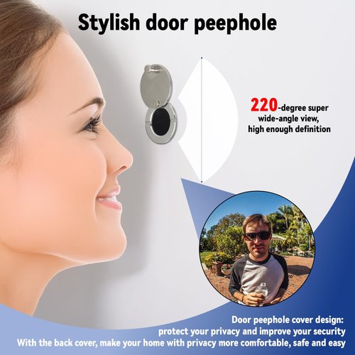 Door Viewer Peephole, 220 Degree Wide Angle Peephole with 0.63 Inch/16mm Drill Bit Kit with Heavy Duty Swivel Privacy Cover for 1-3/8“ to 2-1/6” Doors, for Home Office Hotel (Bronze Red)