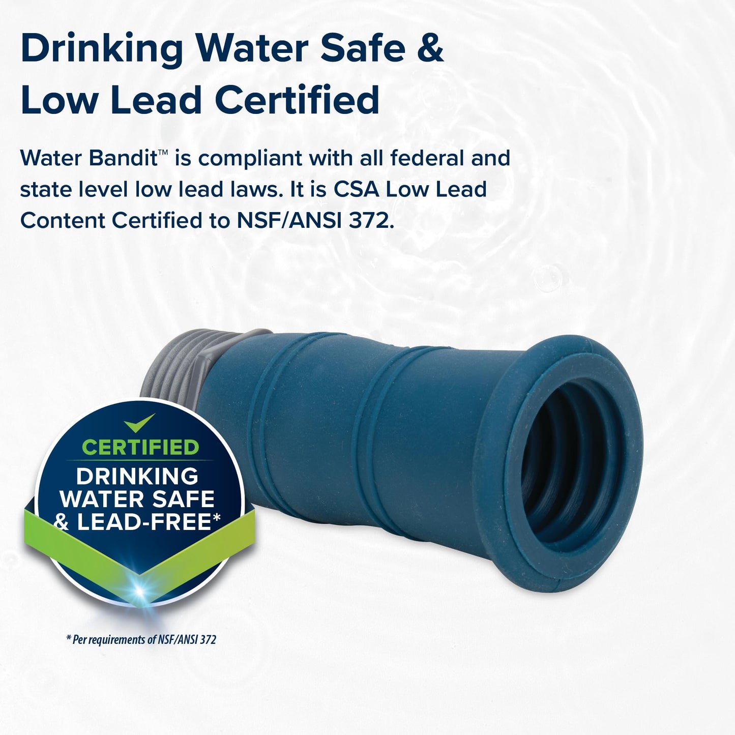 Camco Water Bandit - Features a Flexible Silicone Sleeve for 1" Faucets & Male Water Hose Connection that Fits 3/4-11.5NH Hose Threads - Works with Damaged Faucet Threads/Threadless Faucets (22484)