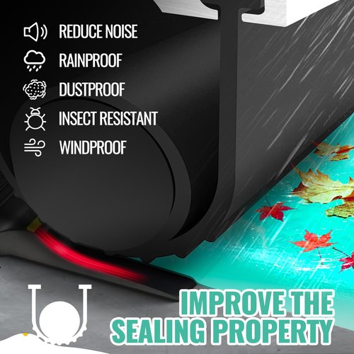 Garage Door Seals - 17FT Heavy-Duty Garage Door Weather Stripping Seal Strip Replacement, Rubber Resistance Gasket, Weatherproof Insulation Kit with 5/16" T-Ends, 3 3/4 Inch Width, Black