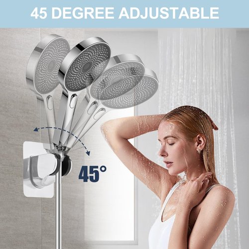 Peirnum Shower Head Holder, Strong Adhesive and Waterproof Shower Head Holder Wall Mount, Adjustable Handheld Shower Head Holder, No Drilling and Use Conveniently