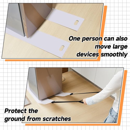 Soaoo 2 Set Appliance Slider with Pull Strap Appliance Mover with Handle Plastic Moving Furniture Gliders Heavy Duty Sliding Sheet for Tile Floors and Hardwood Floors, Glides Easily (8 x 60 Inch)