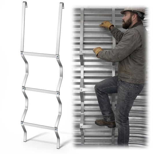 Shimeyao Egress Window Well Ladder 3 Step, Aluminum Basement Escape Ladder 14" W x 50" H with Hook, 300lbs Capacity for Emergency Home Safety