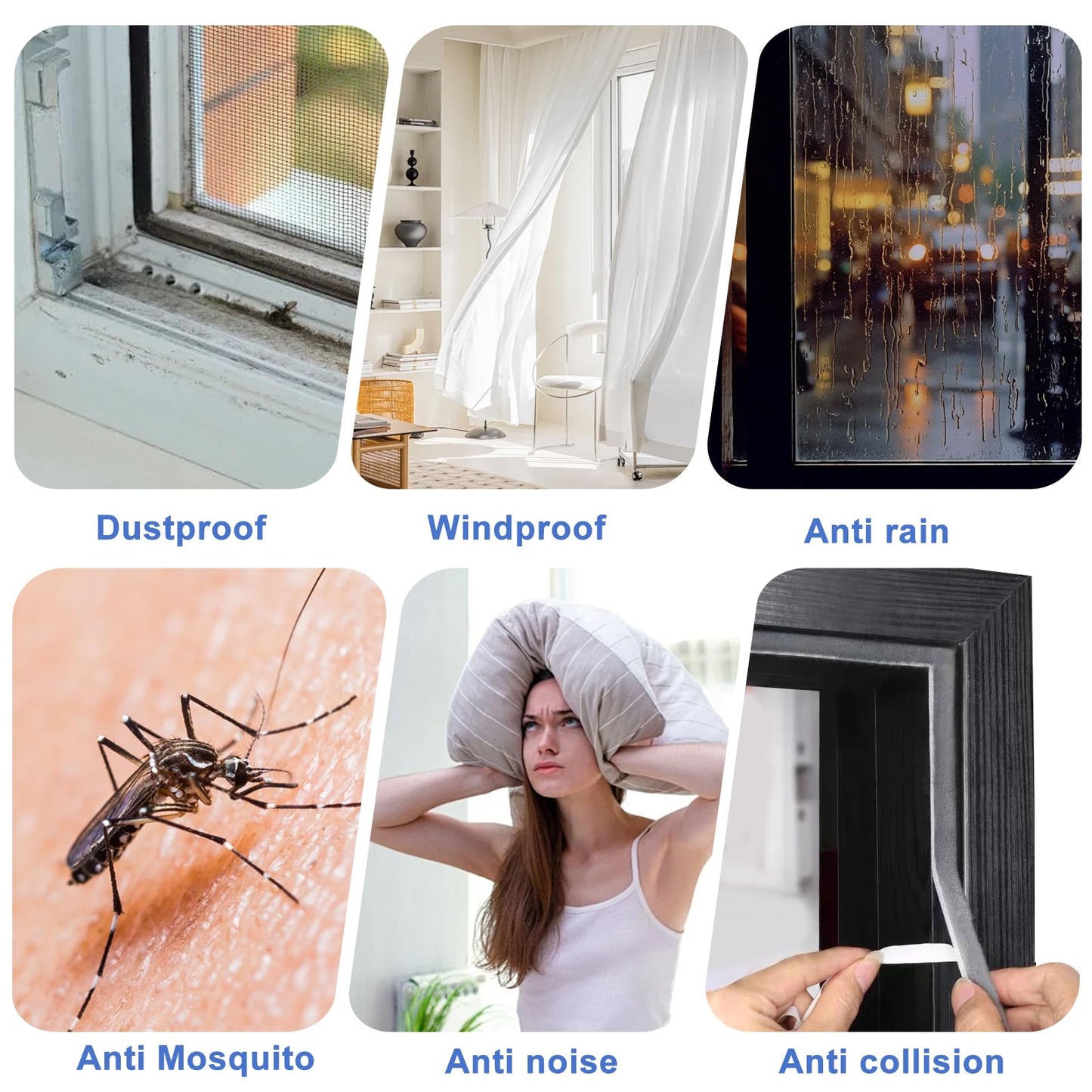 33 Ft Gray Self-Adhesive Weather Stripping - Soundproof, Draft Stopper for Doors & Windows | 0.35" W x 0.2" T