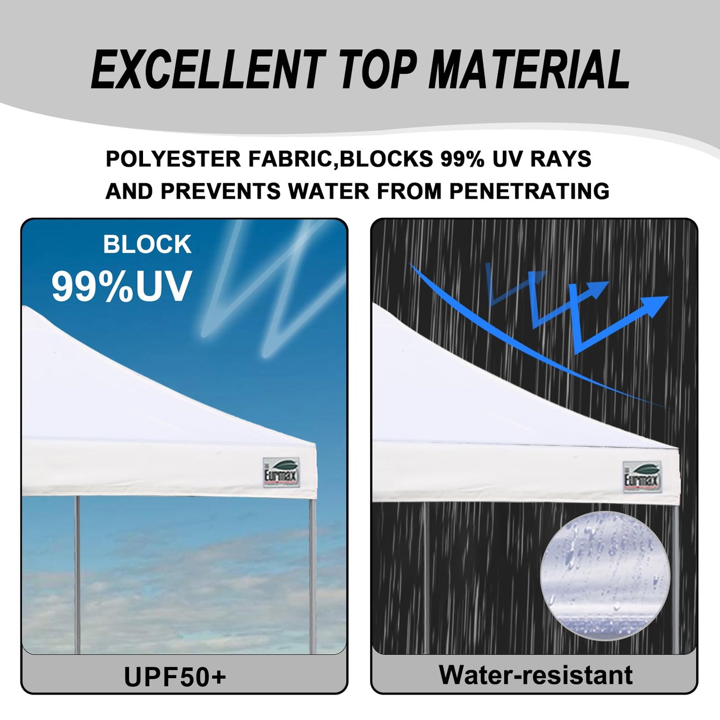Eurmax USA 10'x10' Pop-up Booth Canopy Tent Commercial Instant Canopies with 1 Full Sidewall & 2 Half Walls and Roller Bag, with 4 SandBags + 2 Cross-Bar (White)