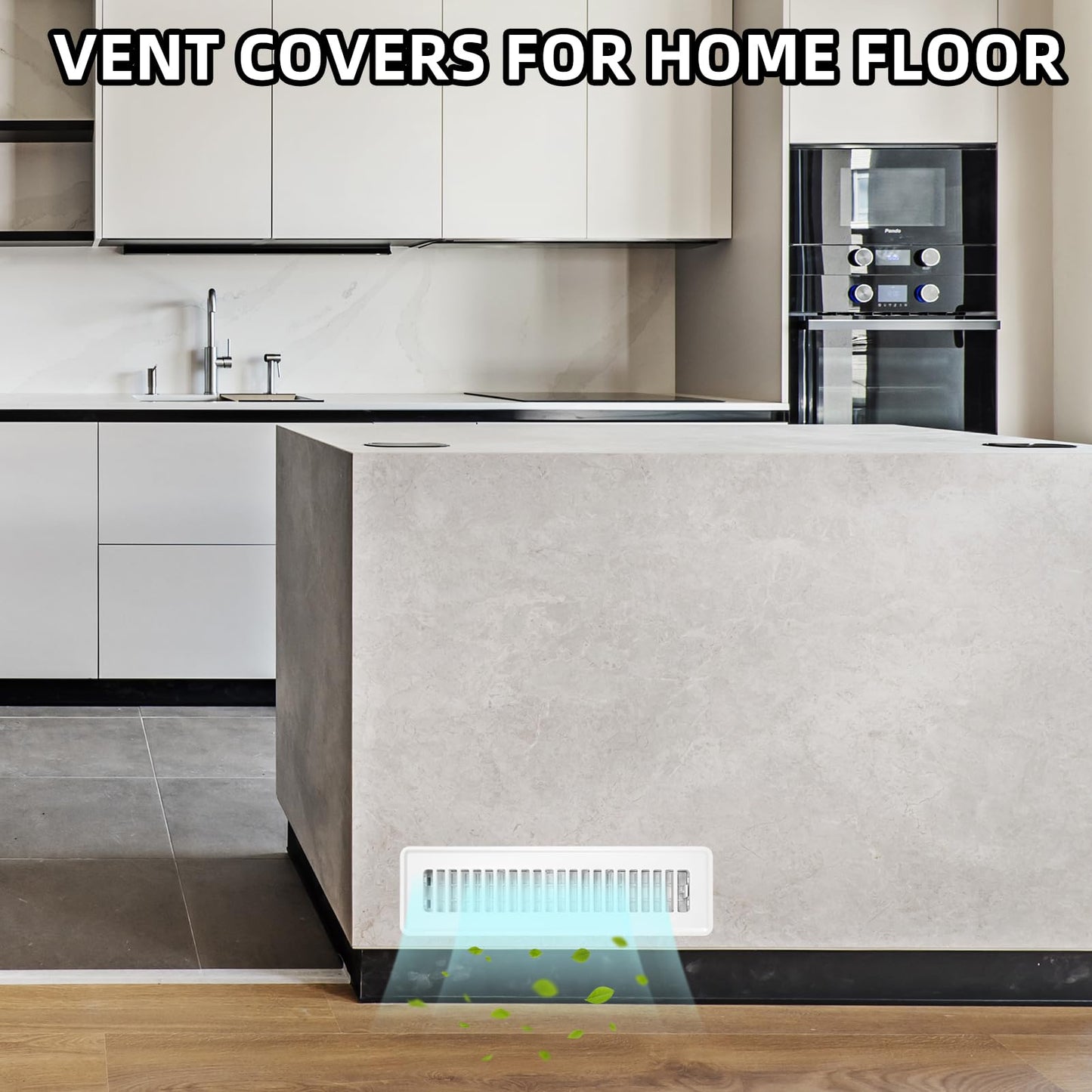 Floor Register 2x10, 4 Pack Floor Vent Covers for Home Floor Heavy Duty Steel Walkable Floor Grates Adjustable Air Vent Covers 2" x 10" Floor Vent, White