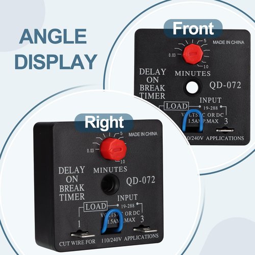 Weasch Delay On Break Timer, QD-072, 0.03 to 10 Minutes Adjustable Delay, 18-240 VAC OR DC (1)