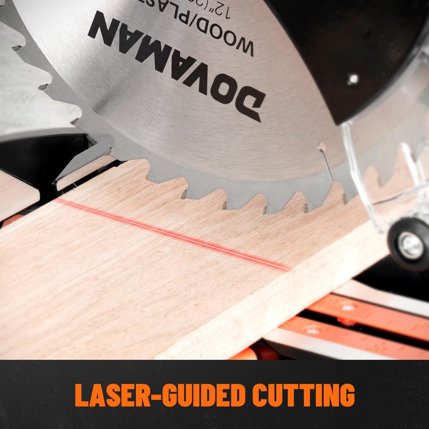 DOVAMAN 12-Inch Dual-Bevel Miter Saw, Compound Sliding Miter Saw, Ambidextrous Operation, 3800RPM, 4.2 x 13in Cutting Capacity, Laser Guide, 0-45° Bevel & Miter Cut, 9 Positive Stops, 15-Amp Corded