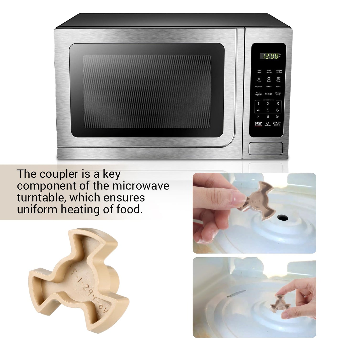 2 PCS Microwave Turntable Coupler, Microwave Oven Turntable Roller Guide Support Glass Tray Drive Coupling Replacement, Microwave-Oven Roller Guide Support for Microwaves Plates Shaft Length 0.59inch