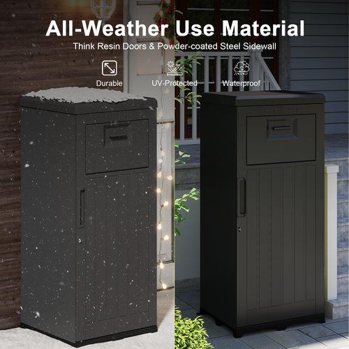Domi Package Delivery Box for Outside, Large Parcel Drop Box with Lockable Secure, Waterproof Resin Storage Anti-Theft Outdoor Package Delivery for Porch, Curbside, House