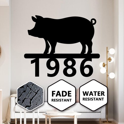 Custom Farm Hog Metal Sign, Personalized Pig Country Ranch Farm Outdoor Sign Piglet Metal House Number Sign, Cute Swine Address Sign House Address Metal Address Sign,
