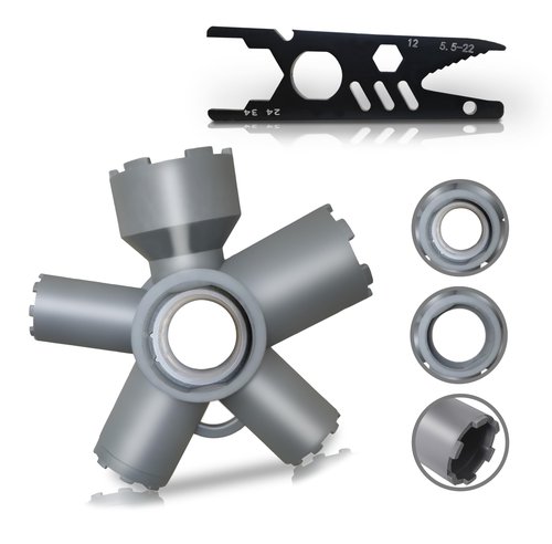 HimaPro 10-in-1 Faucet Aerator Removal Tool Kit – Fits M16.5, M18.5, M21.5, M22, M24, M28 – Includes 5-in-1 Wrench for 5.5–22mm Nuts, 24/34mm Nuts, 22mm Aerators, Screws & Bottle Caps
