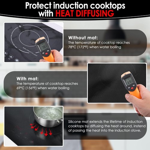 Cook's Aid Large Induction Cooktop Protector Mat 21.2x35.4 Inch,Translucent (Magnetic) Stove Top Cover for Electric Stove, Silicone Stove Mat for Glass Top Stove,Glass Top Stove Cover (LTSICT10)