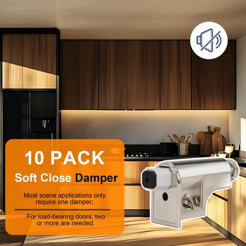 10 Pack Soft Close Cabinet Hinges with Double Sided Tape, Adjustable Soft Close Cabinet Door Damper Slow Close Hinges for Kitchen Cabinets