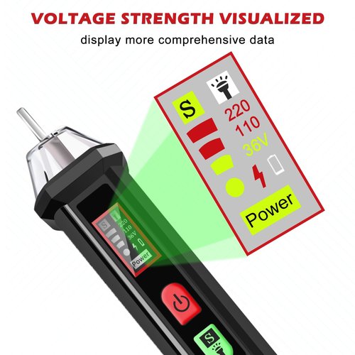 DYLIFE Voltage Tester, Non Contact Voltage Tester Pen,Dual Range AC 12V-1000V/48V-1000V,Electrical Tester with LCD Display,Buzzer Alarm,Flashlight,Live/Null Wire Breakpoint Tester for Home,Car,Light