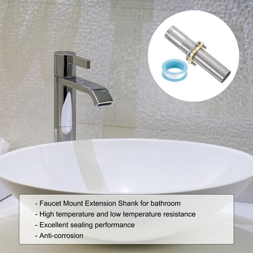 uxcell Faucet Mount Extension Shank 6"x 1.25" Stainless Steel Pipe Faucet Extension Nipple Locknut Kit Extension Threaded Lengthen Fixed High Foot with Nut and Gasket Fittings for Basin