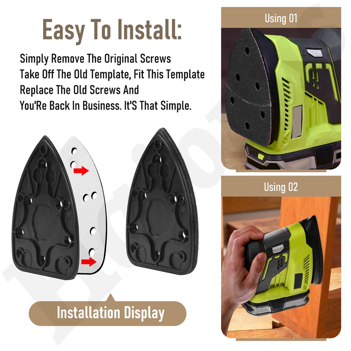 2 Pack 039065005001 Mouse Sander Replacement Pads Compatible with Ryobi Ridgid/Ho-melite CFS1503K CFS1503 CFS1502 CFS1503G Backing Platen Detail Sander