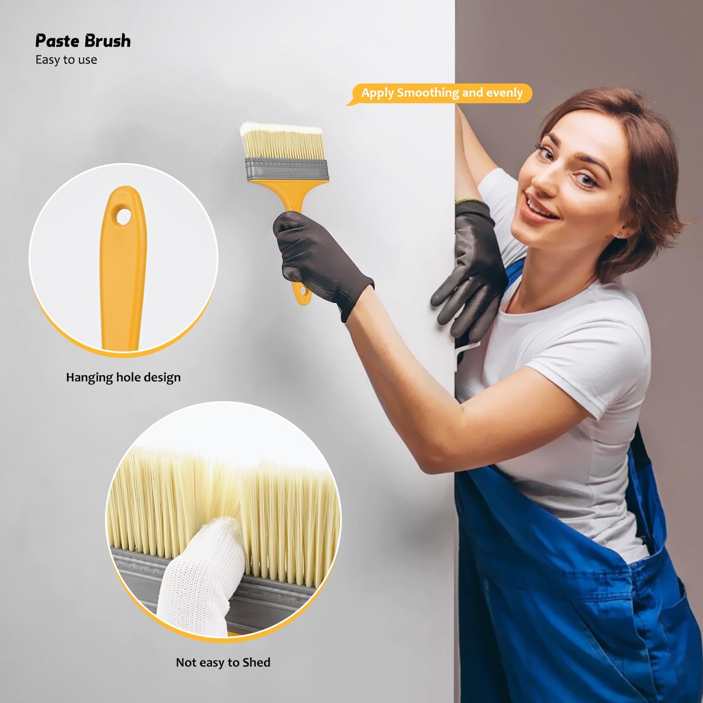 EHDIS Wallpaper Smoothing Tool Kit Wallpaper Smoothing Brush Wallpaper Squeegee Seam Roller for Applying Peel and Stick Wallpaper, Vinyl Backsplash Tile,Smoothing Wallcovering