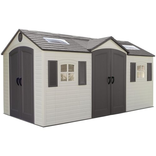 Lifetime 60079 Outdoor Storage Dual Entry Shed, 15 x 8 ft, Desert Sand