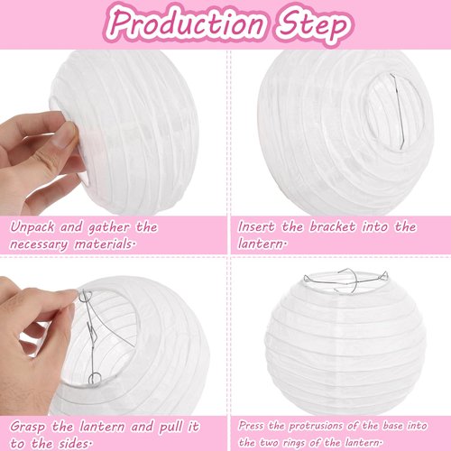 LOLYSIC 30 Pack White Paper Lanterns Decorative 12 Inch, Hanging Round Paper Lanterns Lamp for Birthday, Wedding, Christmas, Bridal, Home Decor, Party Decoration Chinese/Japanese Style