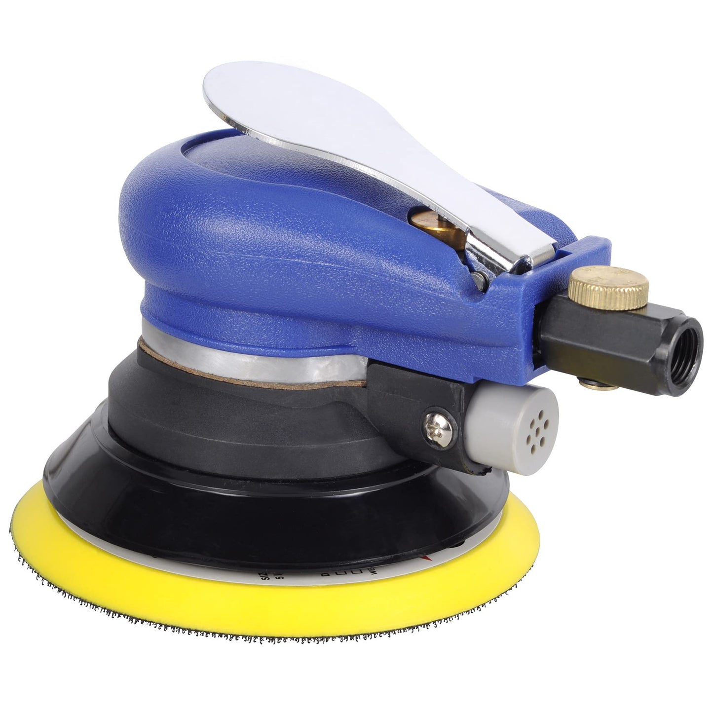 TOOLPEAK 5-inch air palm random orbital sander, dual-action pneumatic polisher speed adjustable grinding sanding with 5-inch pad, random orbit air sanders