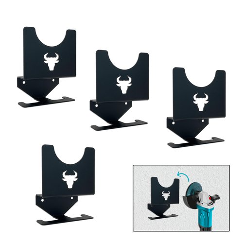 Heavy-Duty Angle Grinder Stand Wall Mount (4PCS) - Metal Tool Holder for Bench Grinder, Polisher & Air Tools - Garage, Workshop Clutter-Free Organizer with Quick-Install Brackets