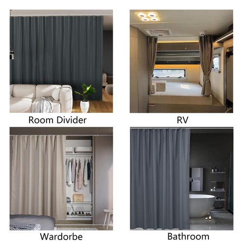 TYRON Adhesive Curtain Track Ceiling or Wall Mount(224"/ 18.7 FT), Ceiling Track Room Divider, Self Adhesive Curtain Rod No Drill, Screws or Tools, Window Drape Hangers No Damage