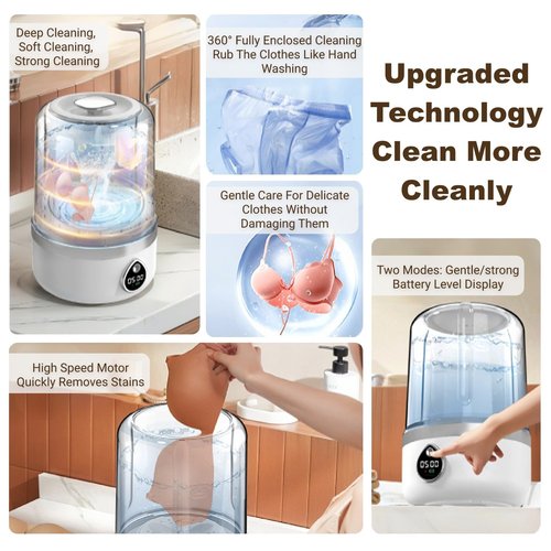 Portable Mini Washing Machine - 1.4L Deep Clean for Underwear, Baby Clothes | Lightweight Cordless Washer for Dorm, Apartment, Travel, Camping, Quiet & Energy-Efficient