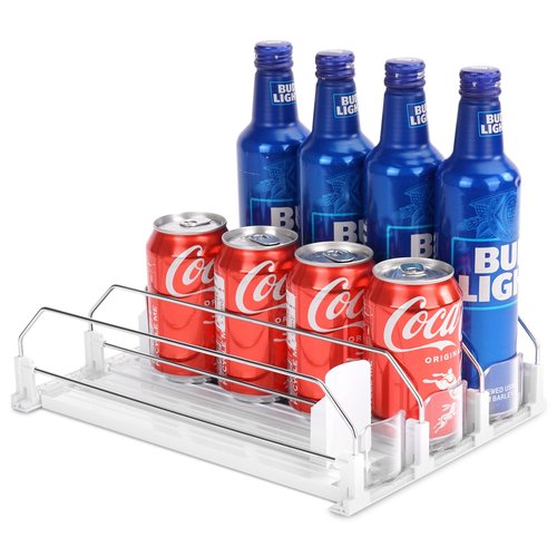 Automatic Soda Can Organizer for Refrigerator Can Dispenser for Beer Soda Seltzer Drink Pop Can Holder Self-Pushing Drink Organizer for Fridge Storage 12 cans of 11.15oz 12oz 16oz 16.9oz