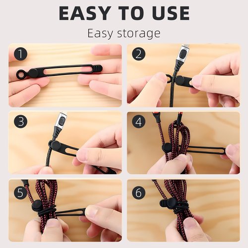 Data Cable Organizer, 2025 New Elastic Silicone Cable Straps Cord Organizer, Reusable Cable Ties Wire Organizer for Bundling and Fastening Earphone, Phone Charger (12 Pcs)