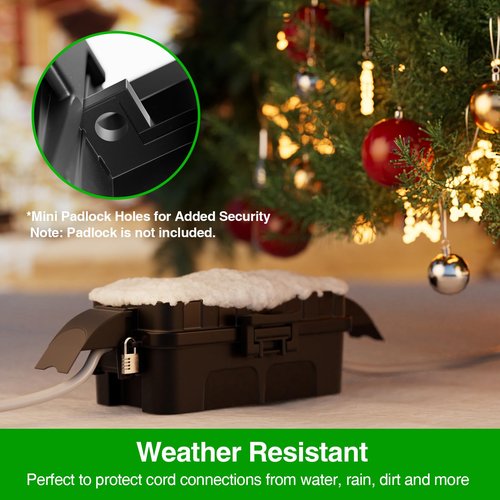 Flemoon Small Outdoor Electrical Box Waterproof w/Detachable Shield Covers, IP55 Extension Cord Cover for Plug, Outlet, Holiday Lights, Weatherproof Connection Box(Inner 5.9 x 3.2 x 1.8inch), Black