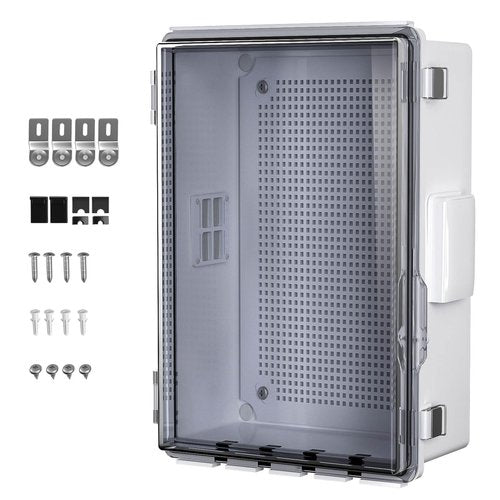 Animacyn ABS Electrical Junction Box, Ventilated Design, Cable Grommets, IP65 Waterproof Enclosure, Indoor/Outdoor Use with Mounting Panel .(Clear Cover, 13.8"x9.7"x5.9")