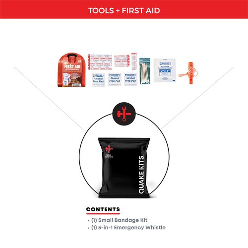 QK 1-Person, 72hr Prepared Survival Kit for Disaster Preparedness - Emergency Go Bag with Food and Water, First Aid, and Preparedness Tools. Emergency Kit for Earthquakes and Other Disasters.
