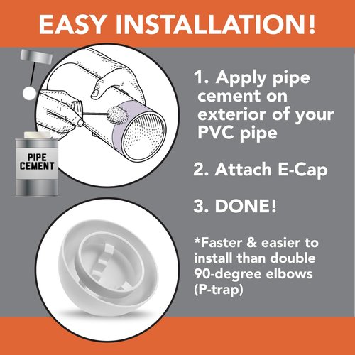 E-CAP321 PVC Vent Cap for Furnace Flue Pipe | Hemispherical GELOY CR7520 Resin Cover | Keep Small Animals Out of Exterior Vent Outlets | Exhaust Vent Cap Fits PVC Flue Pipe Sizes 1.5",2", & 3"