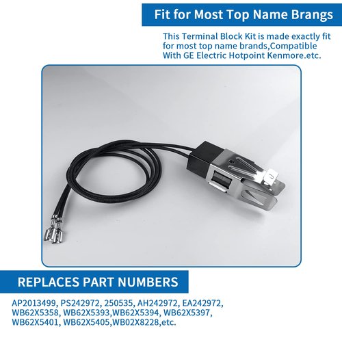 WB2X8228 Element Receptacle and Wire Kit - Compatible with GE Hotpoint Electric Ranges Replacement Stove Cooktops Surface Burner Terminal Block Replaces AP2013499, PS242972 250535-2 Pack