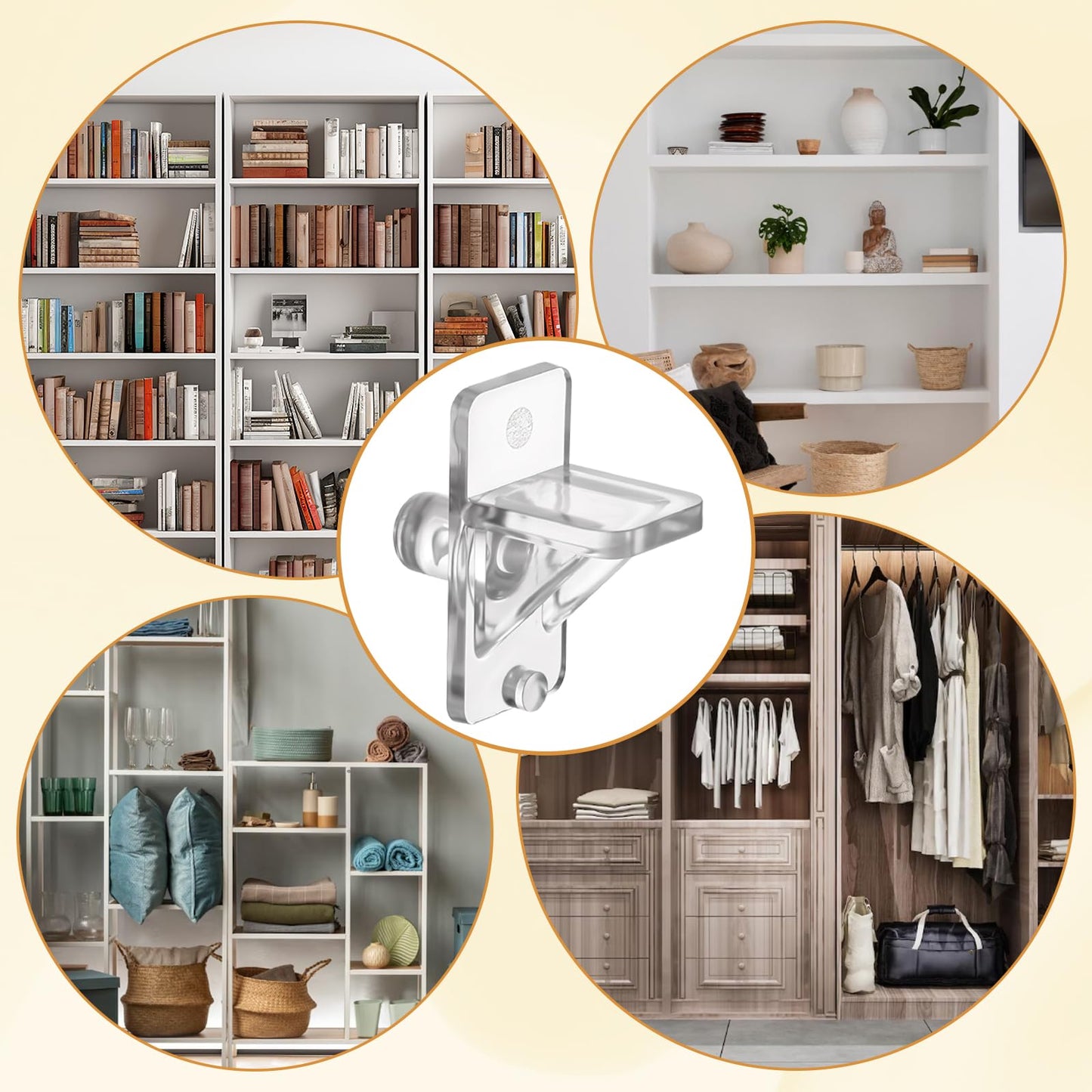 30 Pcs Shelf Holders Pegs, 1/4 Inch Clear Plastic Cabinet Shelf Support Pins Punch Free Furniture Support Pin Bookcase Pegs Replacement for Shelves Kitchen Cabinet Book Closet