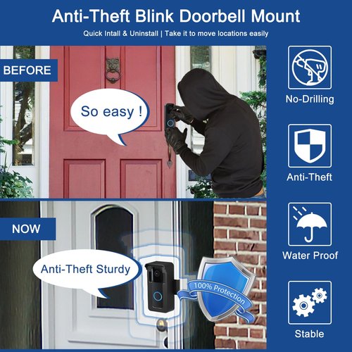 Anti-Theft Blink Doorbell Mount, No Drilling Blink Video Doorbell Camera Mount Compatible with Blink Video Doorbell Camera