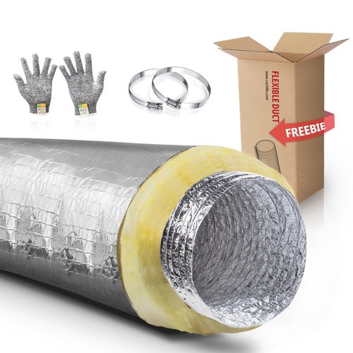 Cuchiilo 4 Inch 25 Feet Insulated Flexible Duct R4.2,4 in Insulated Flexible Duct,4 Inch Insulated Flexible Duct,for Heating and Air Conditioning HVAC Systems