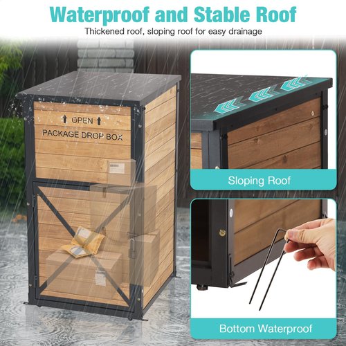 Suumerpety Package Delivery Boxes for Outside Metal Frame Large Parcel Drop Box with Combination Lock and One-Way Access Channel, Secure Anti Theft Mailboxes for Porch Curbside