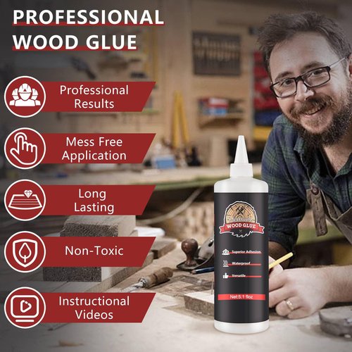 Wood Glue, Strongest Glue for Woodworking, Waterproof Clear Wood Glue for Furniture Heavy Duty, Interior & Exterior Furniture Glue for Crafts, Furniture, Baseboard, cabinets, Door (150g)