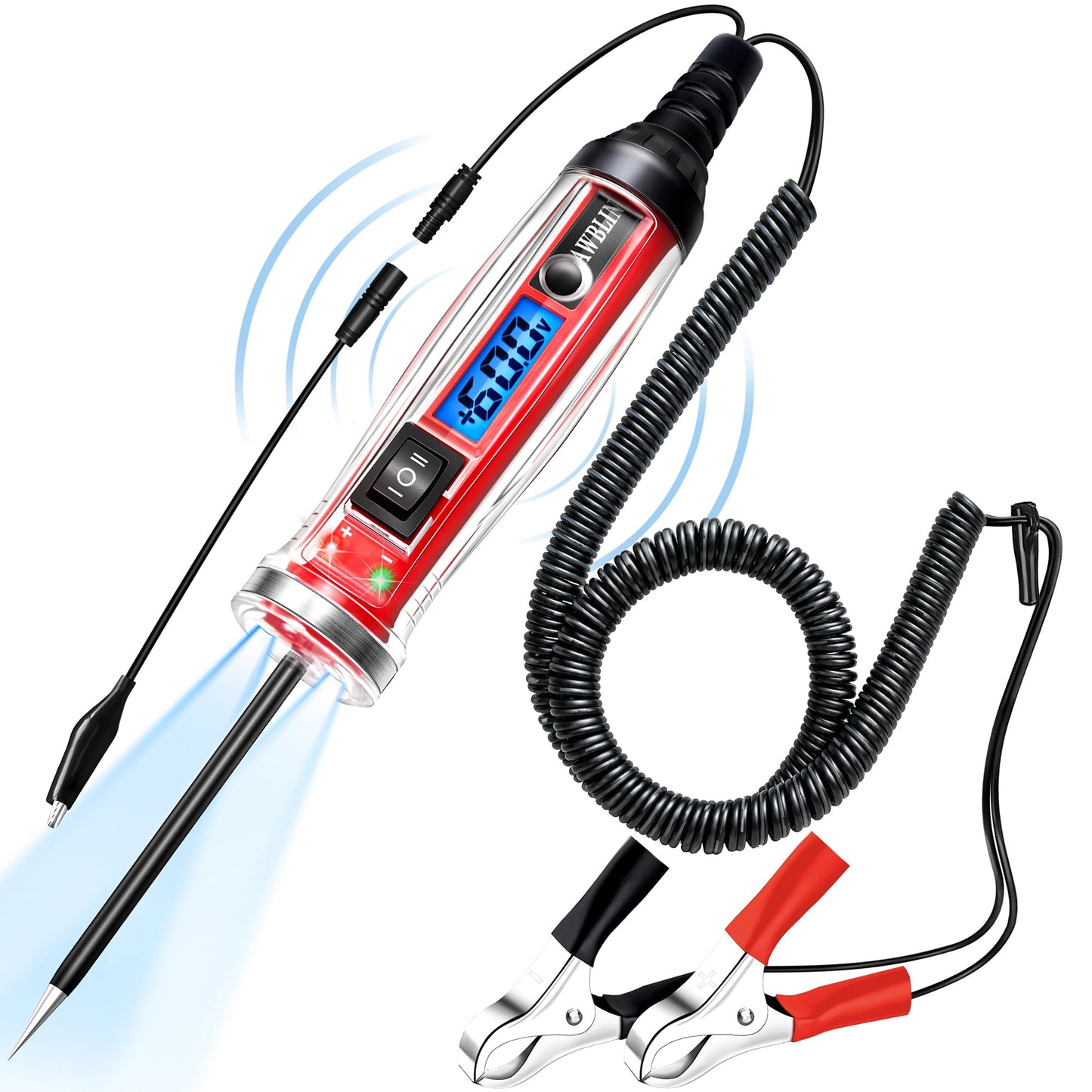 AWBLIN Power Circuit Probe Tester, LCD Digital Automotive Test Light with Voltage Display&Illumination, DC Voltage Tester, Electrical System Tool, Relay Fuse Continuity Current Test.