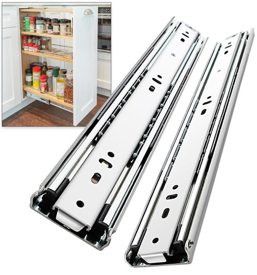 REGUDA Heavy Duty Locking Drawer Slides Full Extension Runners with Lock 12 14 16 18 20 22 24 26 28 30 32 34 36 38 40 Inch Side Mount Ball Bearing Rails Track Glides 150 Lbs (Without Lock, 12 inch)